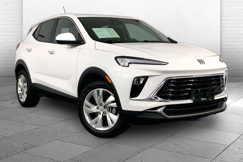 2025 Buick Encore GX Preferred in Summit White — front three-quarter view