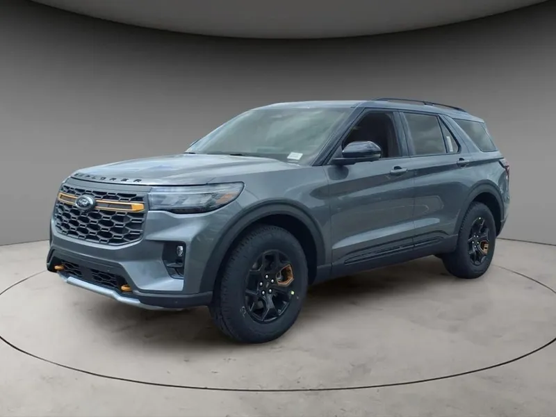 2026 Ford Explorer Tremor in Gray Metallic — front three-quarter view