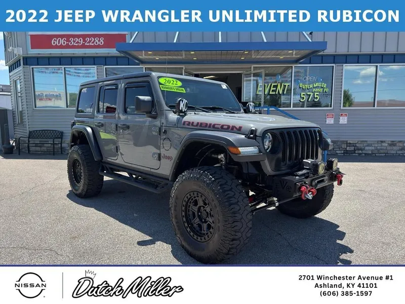 2022 Jeep Wrangler Unlimited Rubicon in Sting-Gray Clearcoat — front three-quarter view