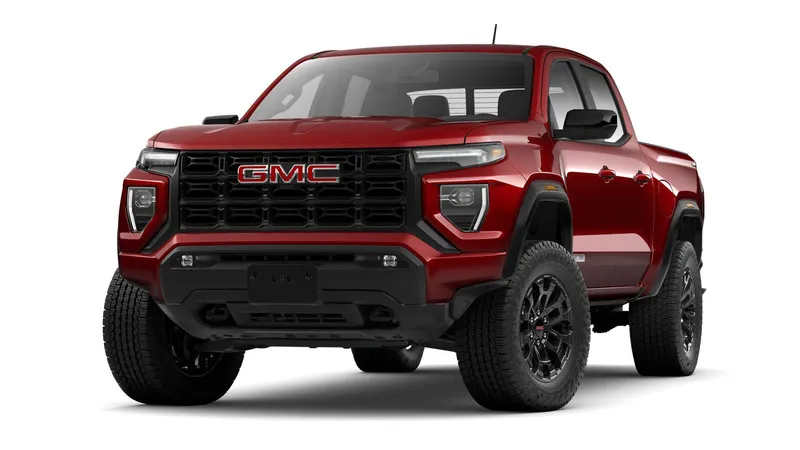 2026 GMC Canyon Elevation in Volcanic Red Tintcoat — front three-quarter view