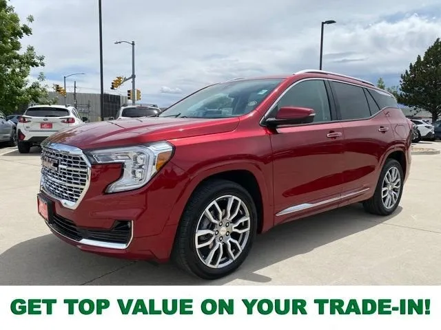 2024 GMC Terrain Denali in Volcanic Red Tintcoat — front three-quarter view