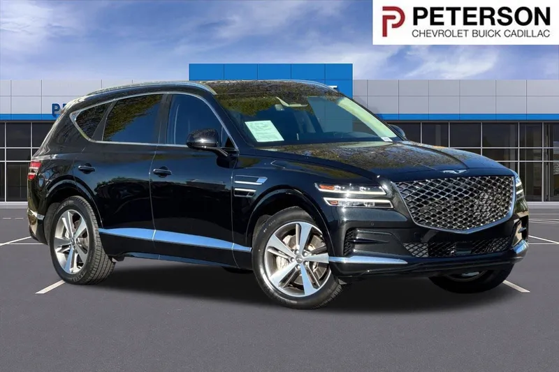2021 Genesis GV80 3.5T AWD in Black — front three-quarter view