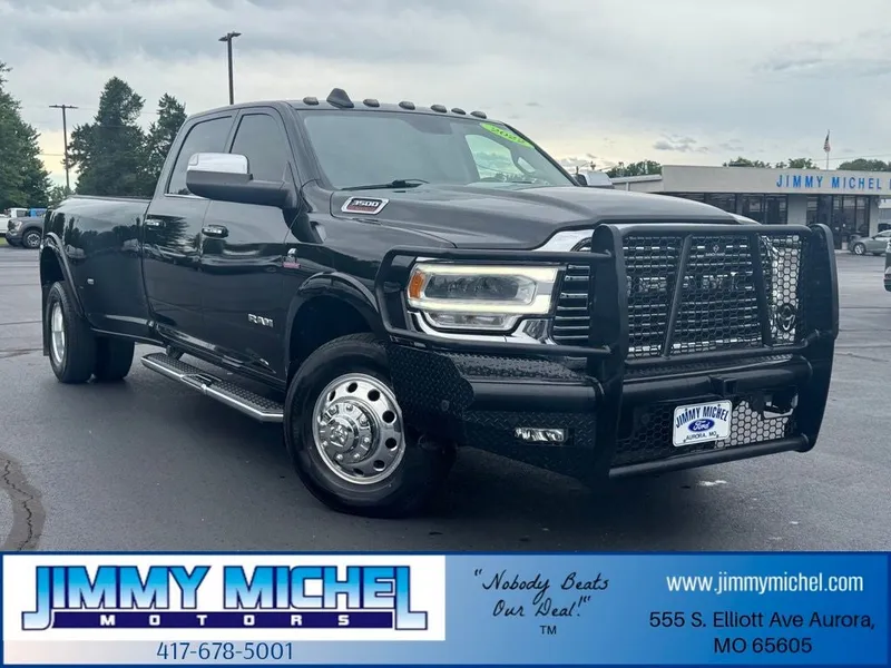 2022 RAM 3500 Laramie in Diamond Black Crystal Pearlcoat — front three-quarter view