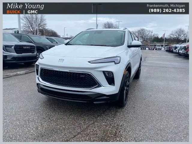 2026 Buick Encore GX Sport Touring in Summit White — front three-quarter view