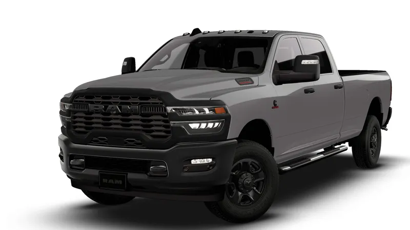 2026 RAM 2500 RAM 2500 TRADESMAN CREW CAB 4X4 8' BOX in Ceramic Gray Clear-Coat Exterior Paint — front three-quarter view