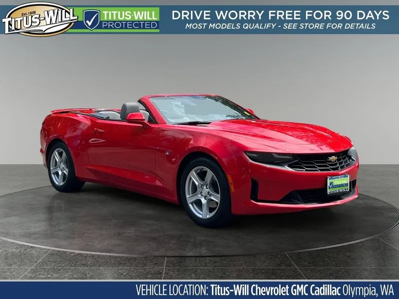 2023 Chevrolet Camaro 1LT in Red Hot — front three-quarter view