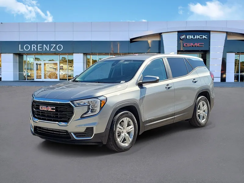 2024 GMC Terrain SLE in Sterling Metallic — front three-quarter view