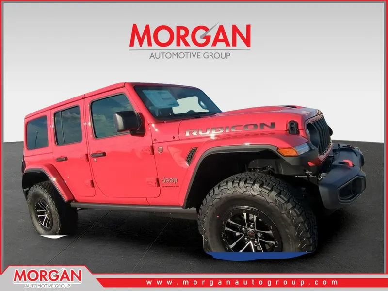 2026 Jeep Wrangler Rubicon in Red — front three-quarter view