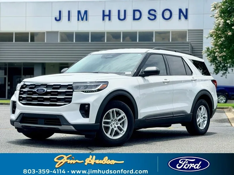 2026 Ford Explorer Active in White Metallic — front three-quarter view