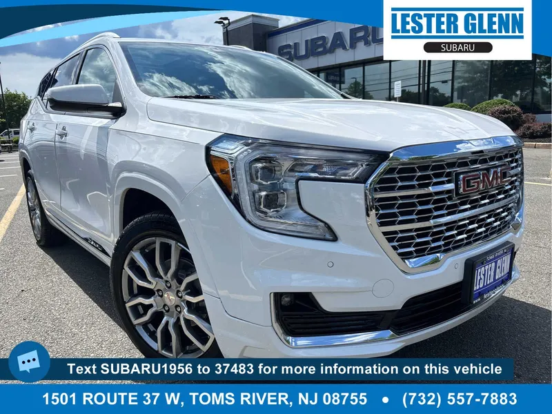 2022 GMC Terrain Denali in Summit White — front three-quarter view