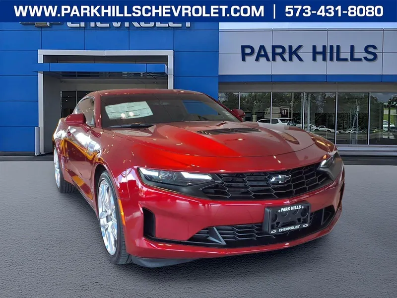 2024 Chevrolet Camaro LT1 in Radiant Red Tintcoat — front three-quarter view