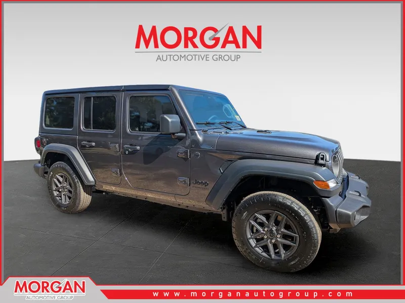 2026 Jeep Wrangler Sport S in Gray — front three-quarter view