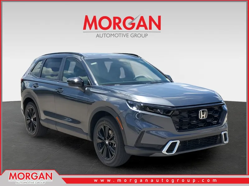 2026 Honda CR-V Hybrid Sport Touring in Meteorite Gray Metallic — front three-quarter view