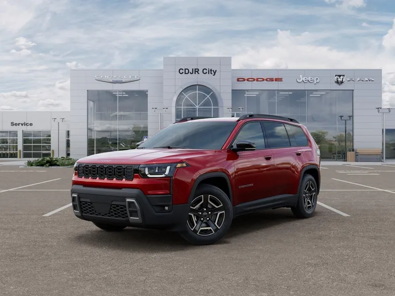 2026 Jeep Cherokee CHEROKEE LIMITED 4X4 in Red Hot Pearl-Coat Exterior Paint — front three-quarter view