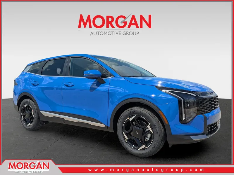 2026 Kia Sportage EX in Nebular Blue — front three-quarter view