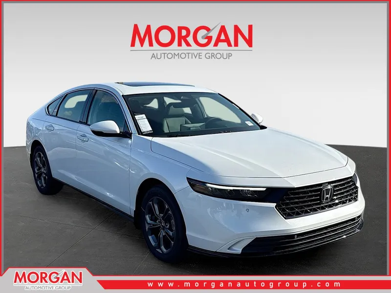 2026 Honda Accord Hybrid EX-L in Platinum White Pearl — front three-quarter view