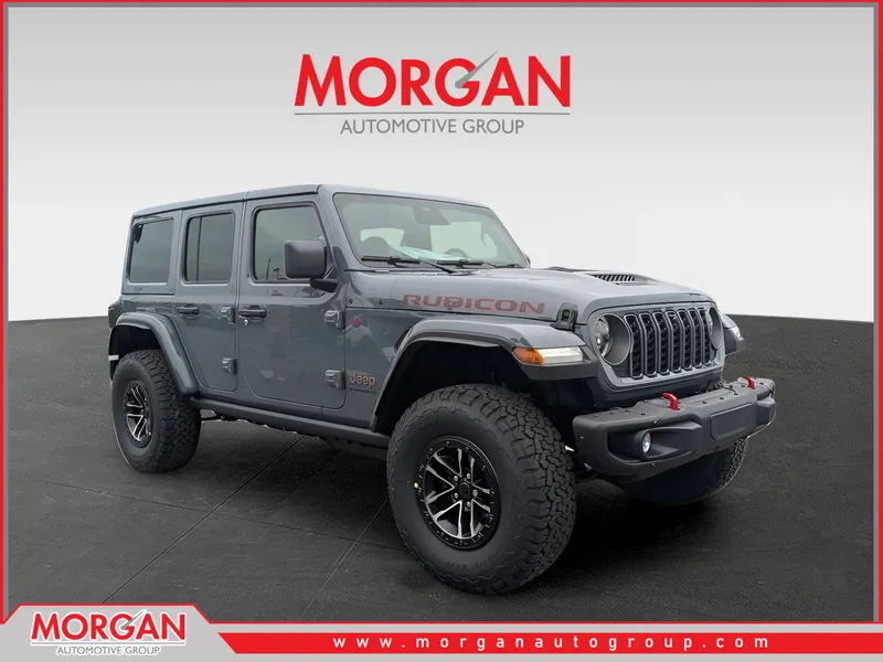 2026 Jeep Wrangler Rubicon in Gray — front three-quarter view