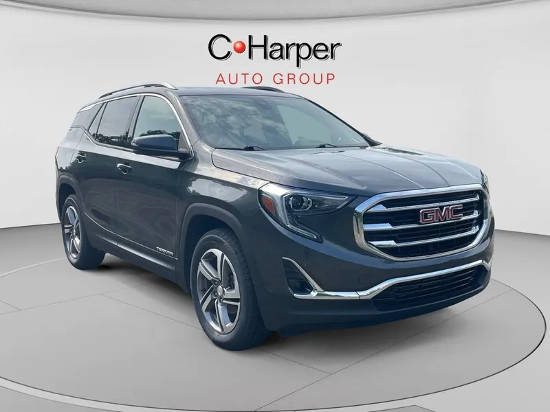 2018 GMC Terrain SLT in Graphite Gray Metallic — front three-quarter view