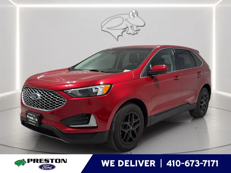 2024 Ford Edge SEL in Rapid Red Metallic Tinted Clearcoat — front three-quarter view