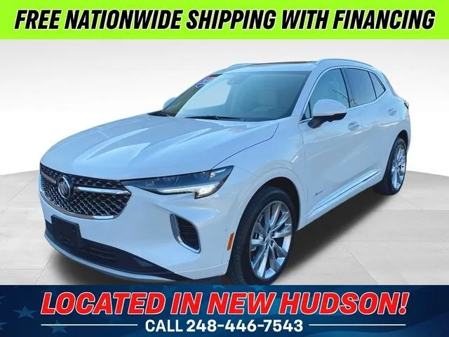 2023 Buick Envision Avenir in White Frost Tricoat — front three-quarter view