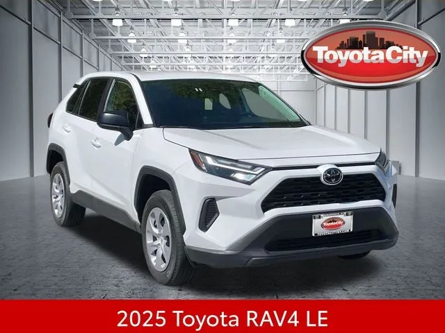 2025 Toyota RAV4 LE in Ice Cap — front three-quarter view