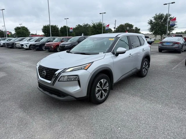 2023 Nissan Rogue SV in Silver — front three-quarter view