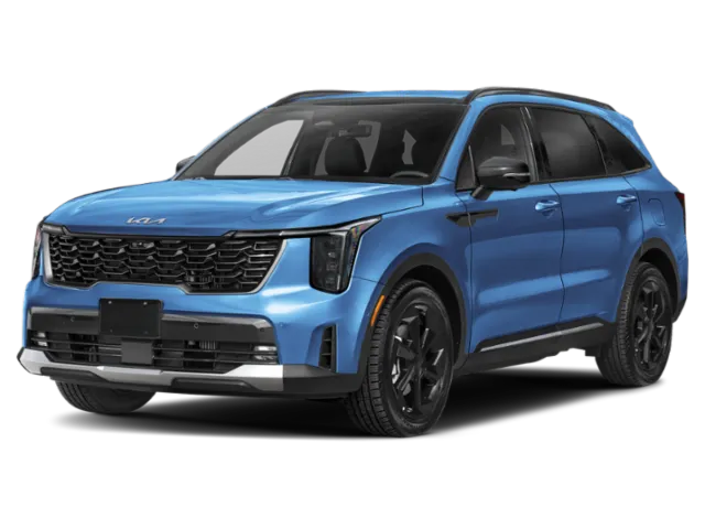 2026 Kia Sorento Hybrid X-Line SX Prestige in Blue — front three-quarter view