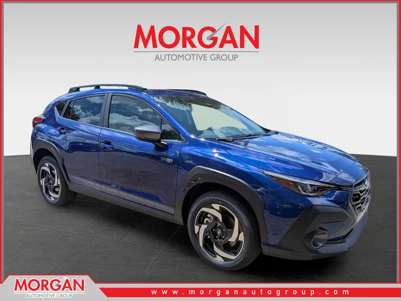 2026 Subaru Crosstrek Limited Hybrid in Sapphire Blue Pearl — front three-quarter view