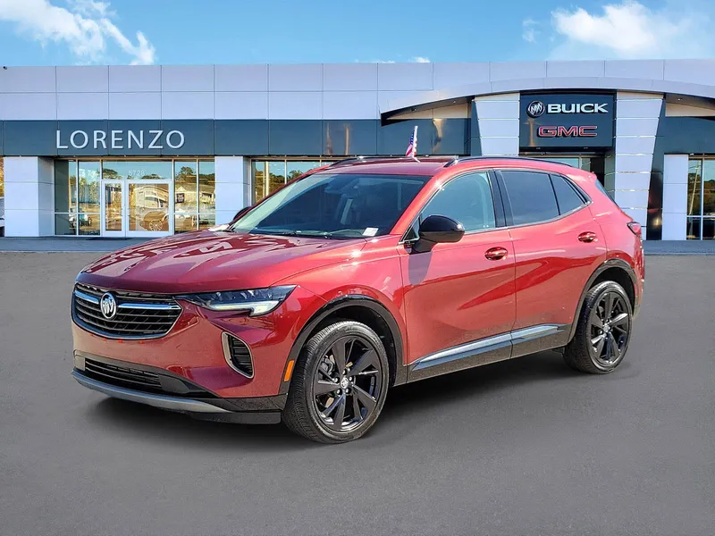 2023 Buick Envision Preferred in Cinnabar Metallic — front three-quarter view
