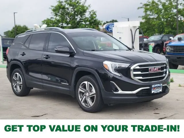 2020 GMC Terrain SLT in Ebony Twilight Metallic — front three-quarter view