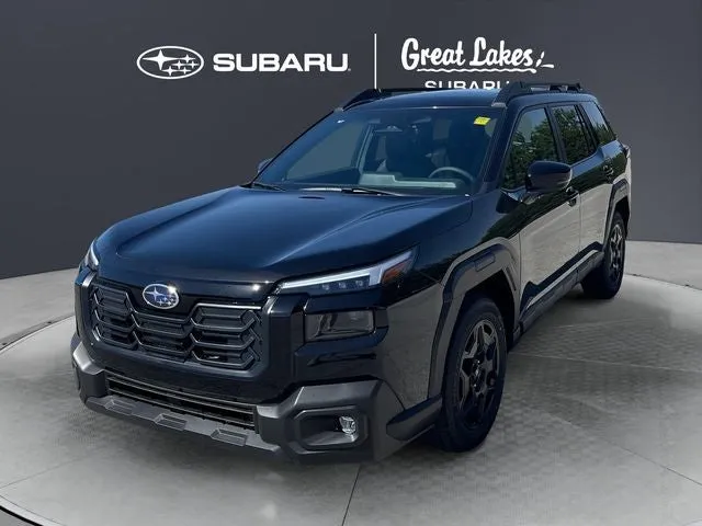 2026 Subaru OUTBACK Limited in Crystal Black Silica — front three-quarter view