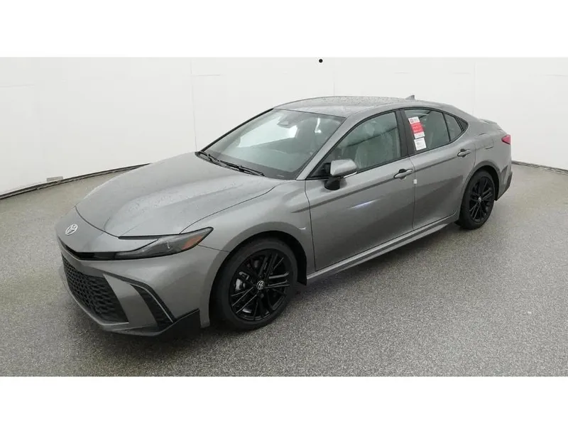 2026 Toyota Camry SE in Heavy Metal — front three-quarter view