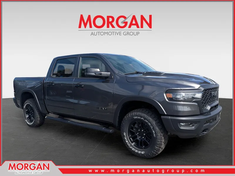 2026 Ram 1500 Rebel in Gray — front three-quarter view