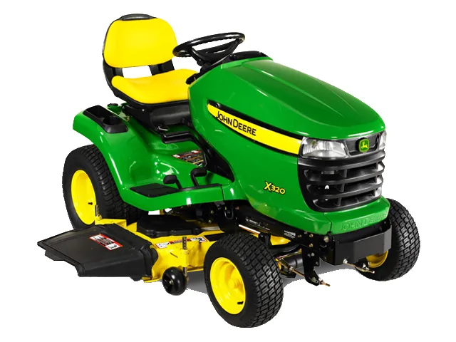 2014 John Deere X320 — front three-quarter view