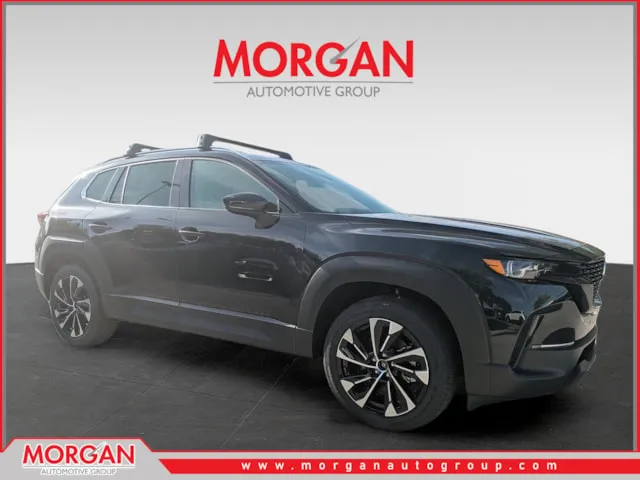 2026 Mazda CX-50 Hybrid Premium Plus in Jet Black Mica — front three-quarter view