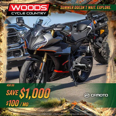 2025 CFMOTO 450SS — front three-quarter view