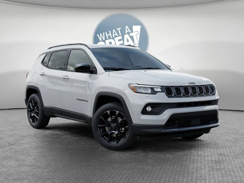 2026 Jeep Compass Latitude in Bright White Clear-Coat Exterior Paint — front three-quarter view