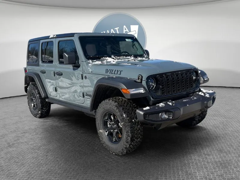 2026 Jeep Wrangler WRANGLER 4-DOOR WILLYS in Anvil Clear-Coat Exterior Paint — front three-quarter view