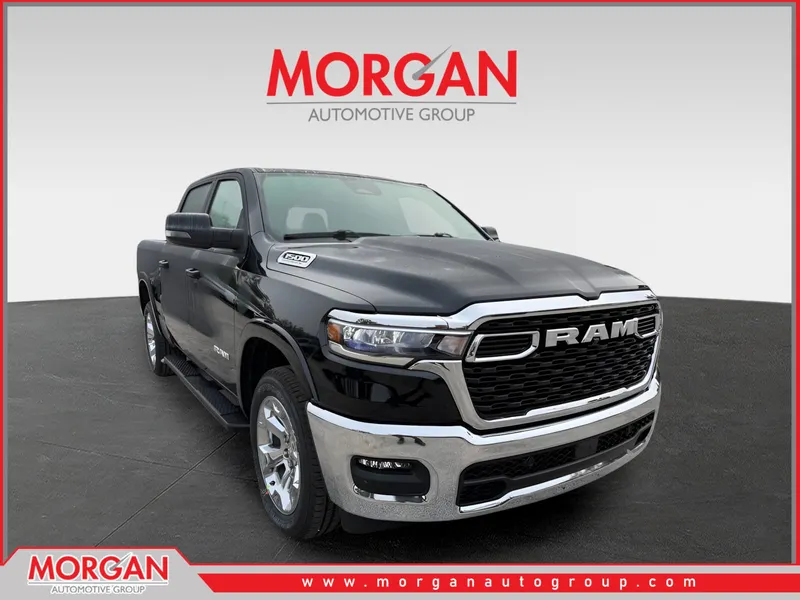 2026 Ram 1500 Big Horn in Diamond Black Crystal Pearlcoat — front three-quarter view