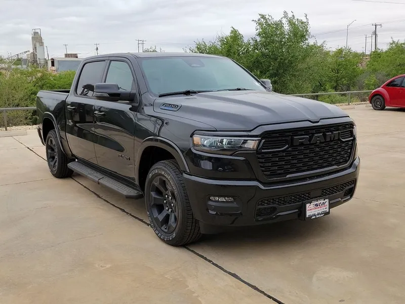 2026 RAM 1500 Big Horn/Lone Star in Diamond Black Crystal Pearlcoat — front three-quarter view