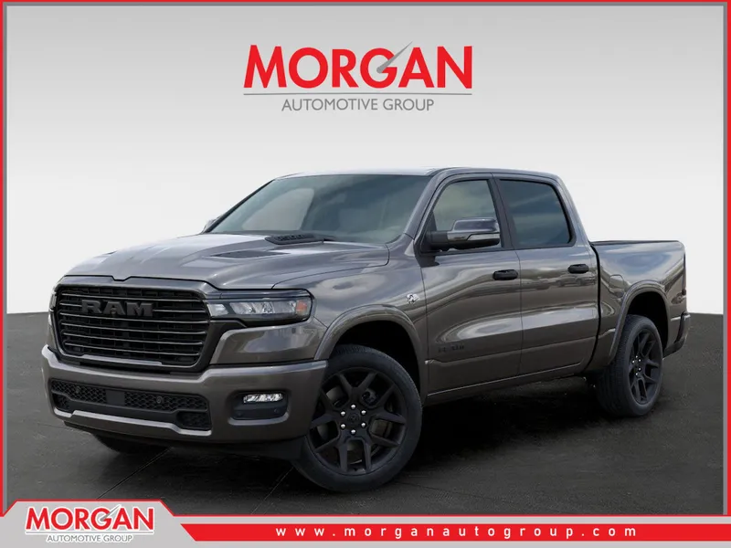 2026 Ram 1500 Laramie in Gray — front three-quarter view