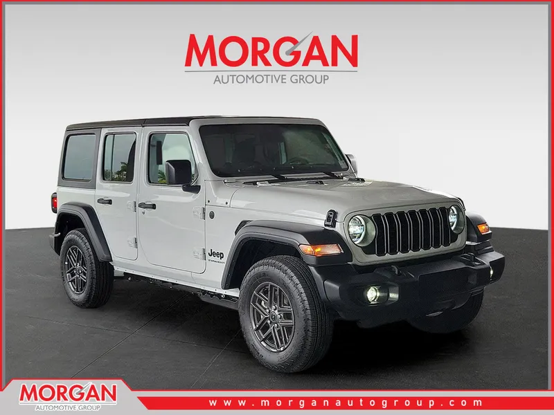 2026 Jeep Wrangler Sport S in Bright White Clearcoat — front three-quarter view