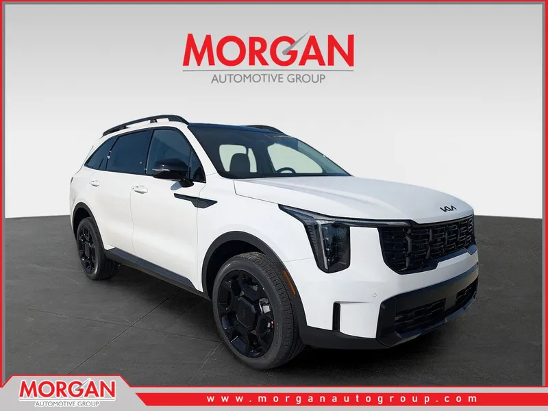 2026 Kia Sorento X-Line EX in Glacial White Pearl — front three-quarter view