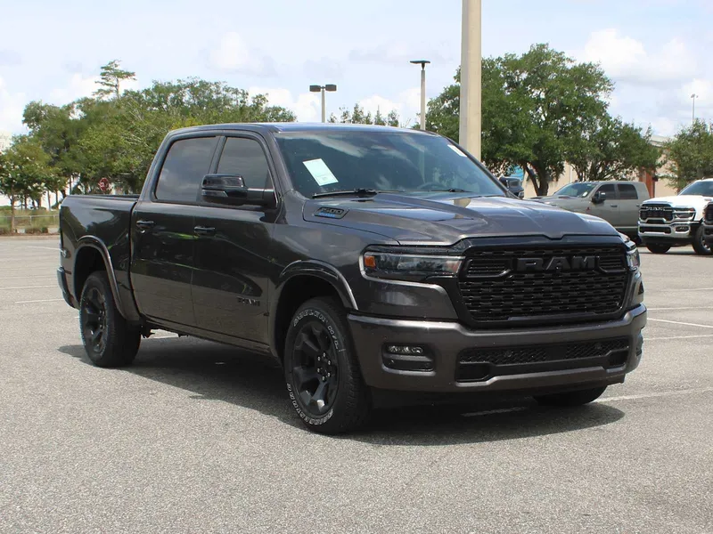 2026 RAM 1500 Big Horn in Granite Crystal Metallic Clear-Coat Exterior Paint — front three-quarter view