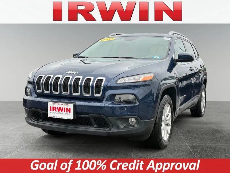 2018 Jeep Cherokee Latitude Plus in Patriot Blue Pearlcoat — front three-quarter view