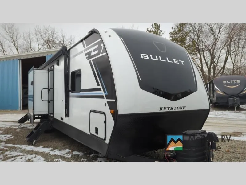 2026 Keystone RV Bullet 330BKQ — front three-quarter view