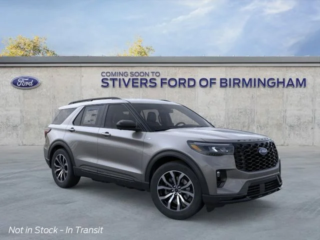 2026 Ford Explorer ST-Line in Carbonized Gray Metallic — front three-quarter view