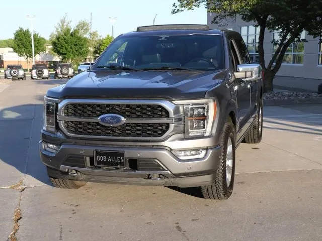 2023 Ford F-150 Platinum in Carbonized Gray Metallic — front three-quarter view