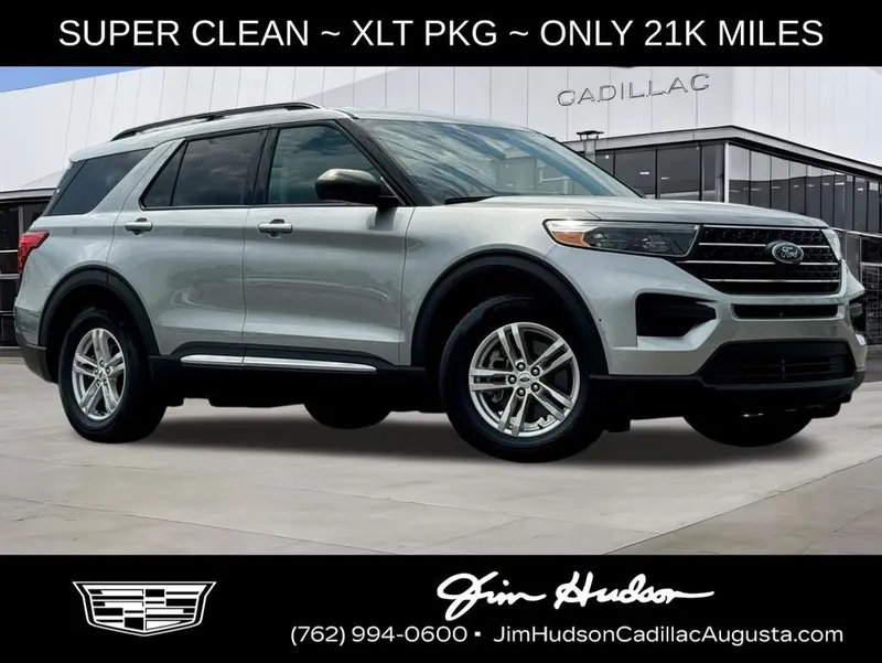 2023 Ford Explorer XLT in Silver Metallic — front three-quarter view