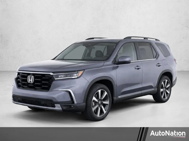 2024 Honda Pilot Touring 2WD in Modern Steel Metallic — front three-quarter view